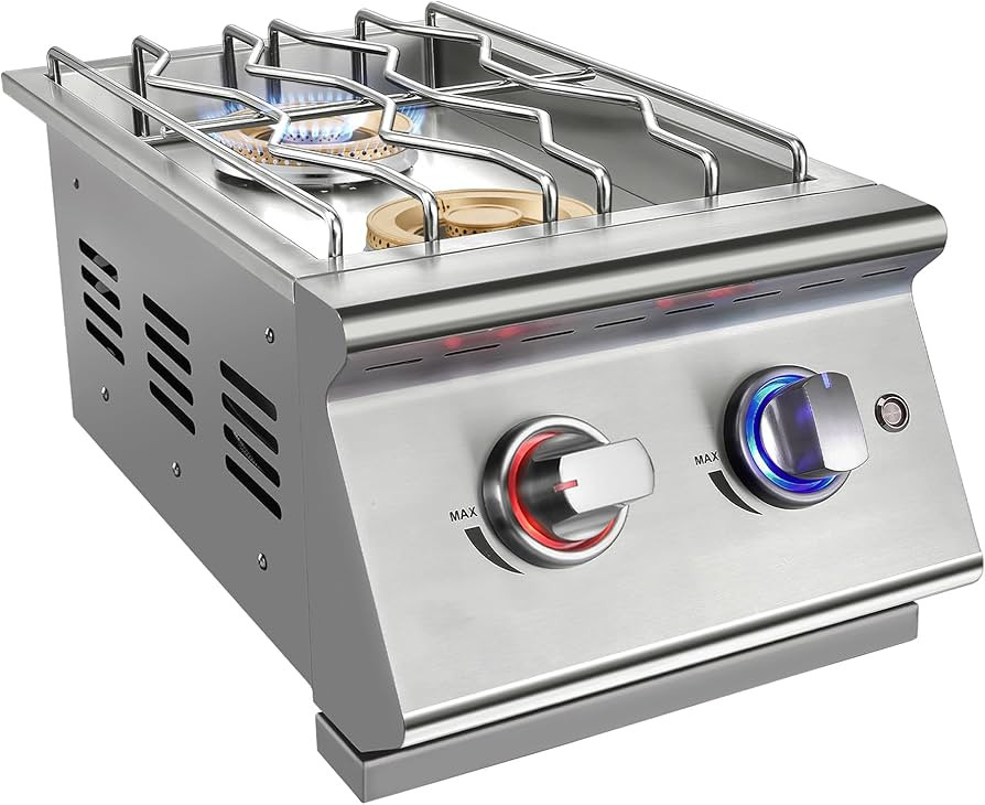 Double Grilling Side Burners for Outdoor Kitchen, 2 * 17,000BTU Liquid Propane Burners, Duty Heav... | Amazon (US)