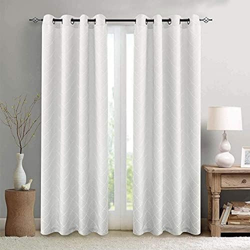 White Curtains for Bedroom Window Jacquard Diamond Curtain Drapes Window Treatment Set Living Room 9 | Amazon (US)