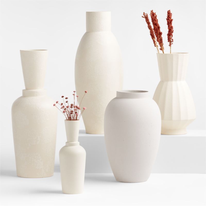 Warrick White Vases | Crate & Barrel | Crate & Barrel