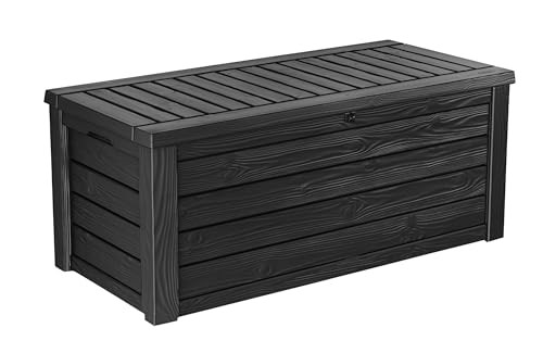Keter Outdoor Storage Deck Box, 150 Gallon Resin Patio Bin & Bench, Solid, Dark Grey | Amazon (US)