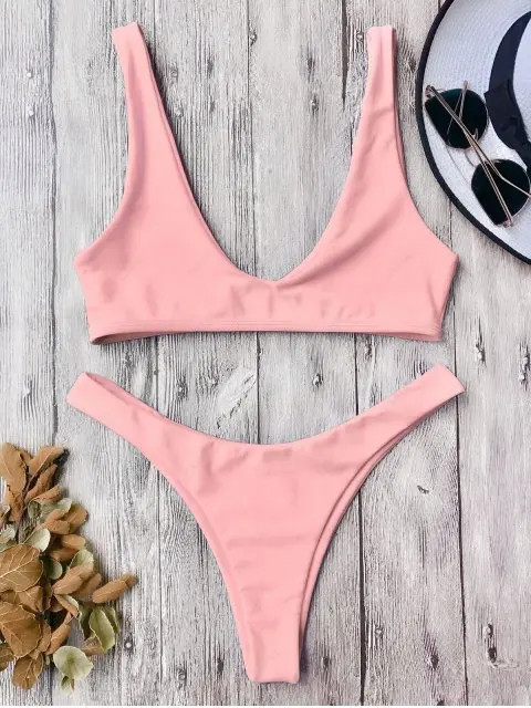 High Cut Bikini Set - Pink M | ZAFUL (Global)