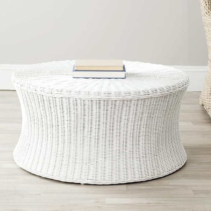 Safavieh Home Collection Ruxton Ottoman, White | Amazon (US)