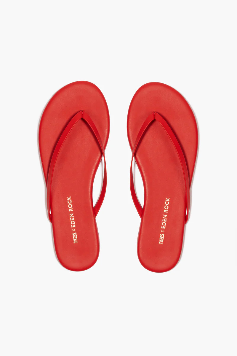 TKEES TKEES X Eden Rock Leather Flip Flops in Red | TKEES