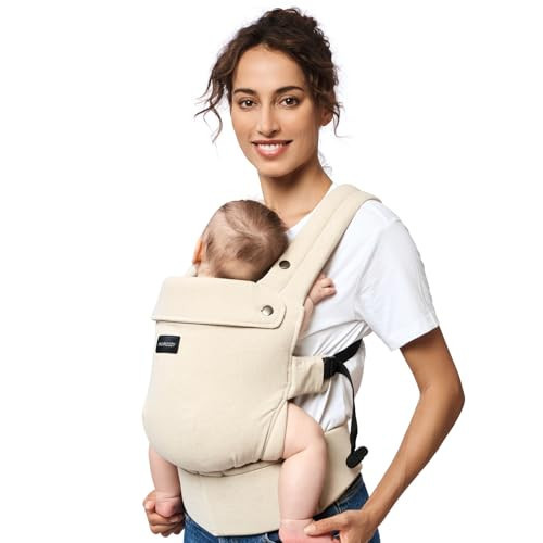 Momcozy Baby Carrier with Natural Cotton Linen, Built to Last, Ergonomic Design, 7-44lbs for Infant and Toddler, Lightweight and Comfortable, Hands-Free for Moms&Dads, Light Amber | Amazon (US)