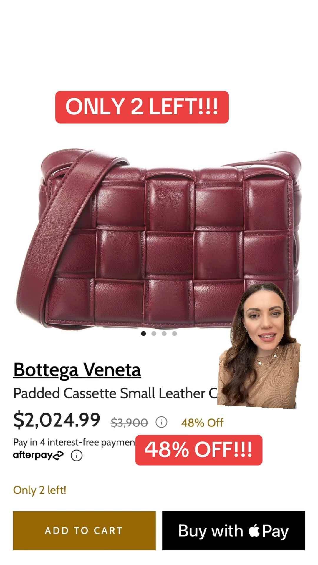 Bottega Veneta bag sale! Bottega Veneta padded cassette bag in maroon for 48% OFF!!! Get this designer deal before it’s too late! 