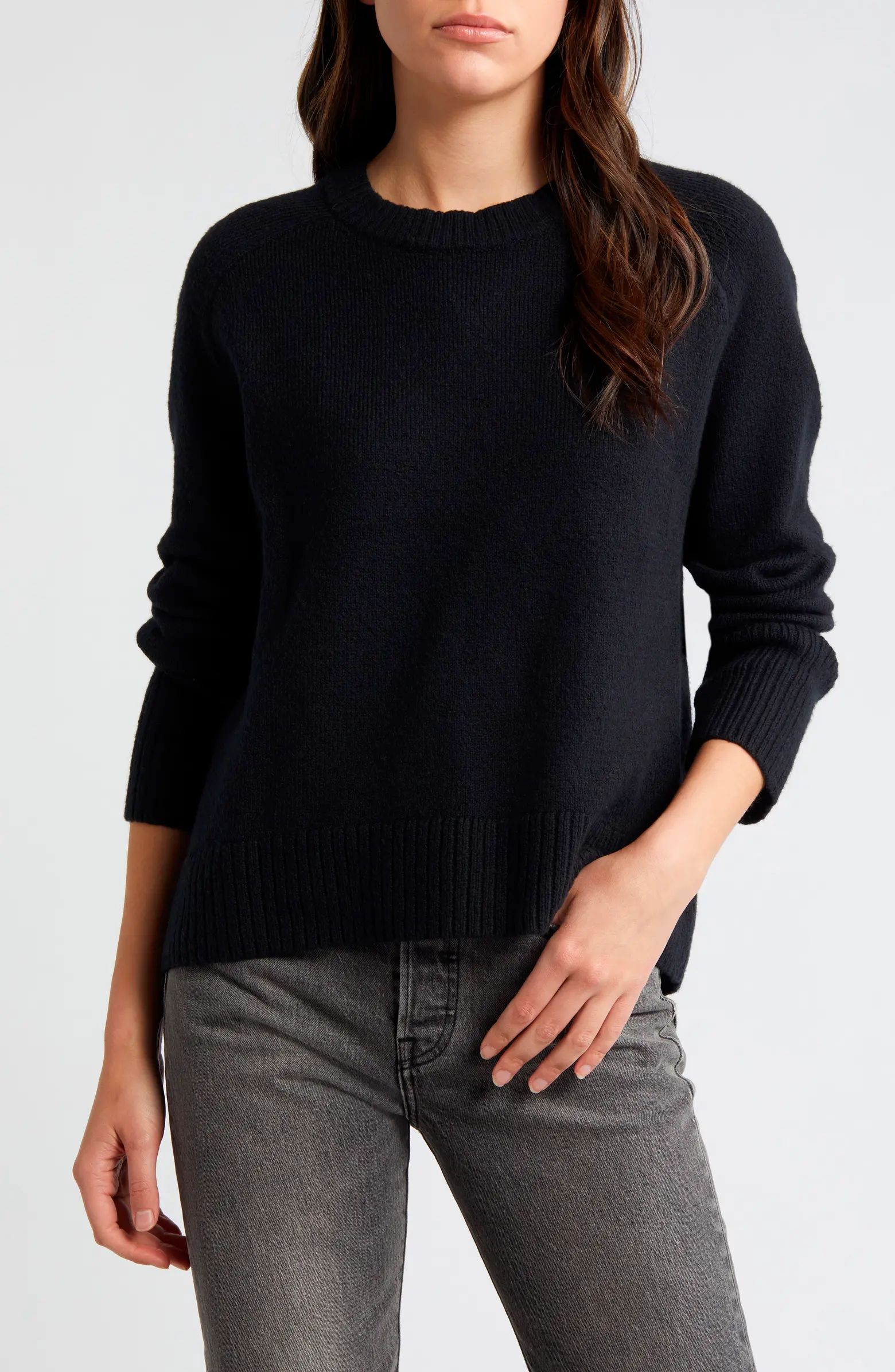 Crewneck Raglan Cotton Blend Sweater | Nordstrom