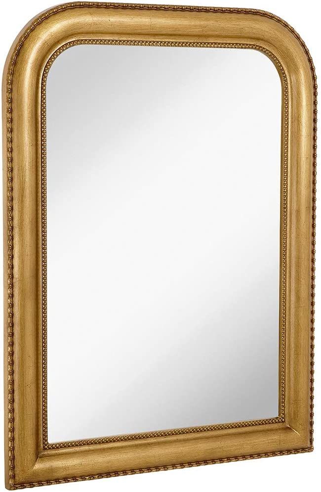 Amazon.com: Hamilton Hills 30" x 40" Classic Gold Framed Polished Glass Top Round Corner Mirror |... | Amazon (US)