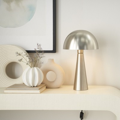 Nourison Home 16" Silver Mid-Century Modern Metal Mushroom Table Lamp | Target