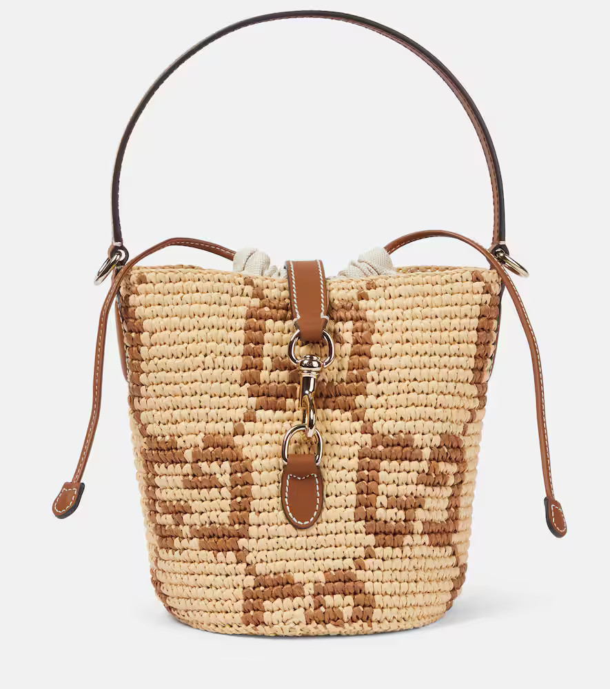 Gucci GG Mini raffia-effect bucket bag | Mytheresa (US/CA)