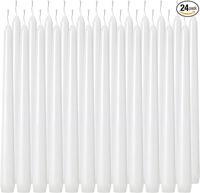 Tuyai 24 Pack Tall White Taper Candles, 10 inch (H) Dripless, Unscented Dinner Candle, Smokeless ... | Amazon (US)