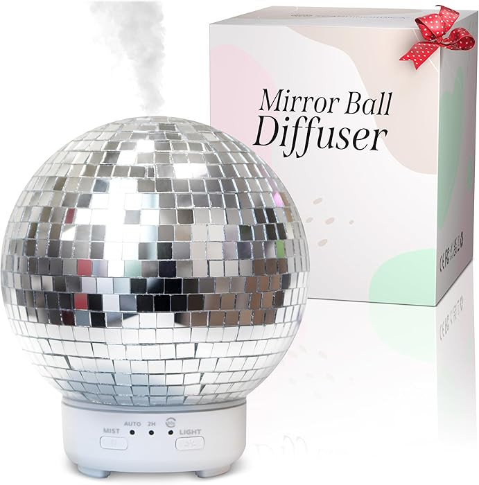 Mirror Ball Diffuser – Cute Essential Oil Diffuser and Humidifier for Home, 2 Timer Modes, Mirr... | Amazon (US)