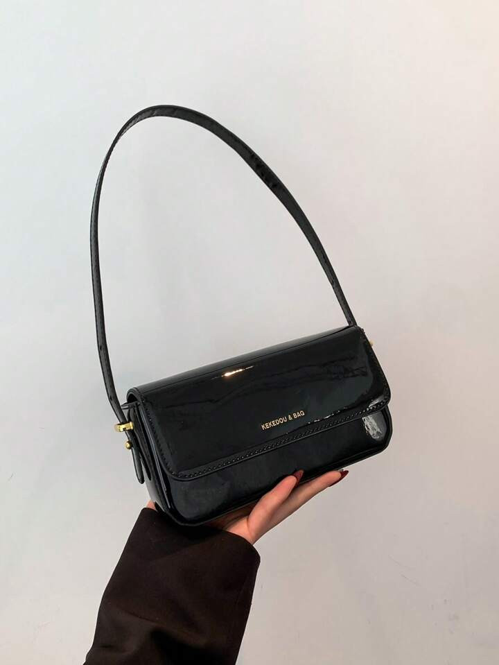 Minimalist Net Color Elegant Trendy New Fashion Patent Leather Small Square Bag, Suitable For Sch... | SHEIN