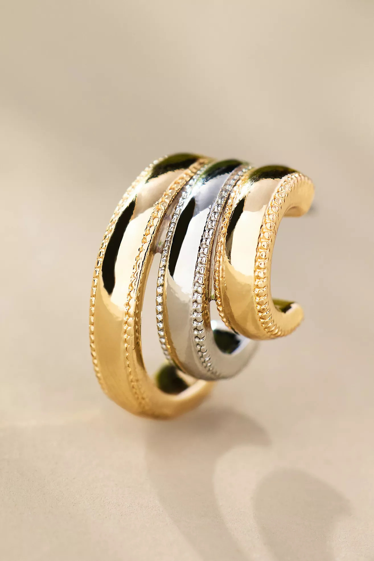 Mixed Metal Triple Huggie Earrings | Anthropologie (US)