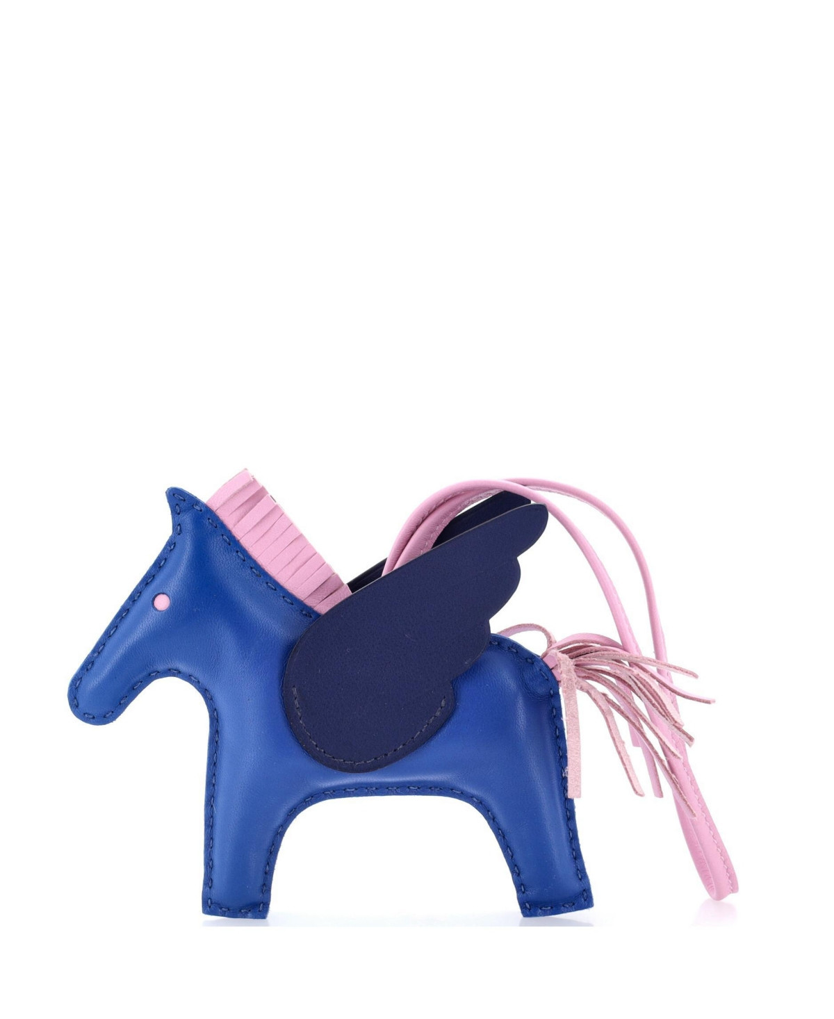 Pre-Owned Hermes Mm Pegase Rodeo Bag Charm Leather - Blue | Macy's