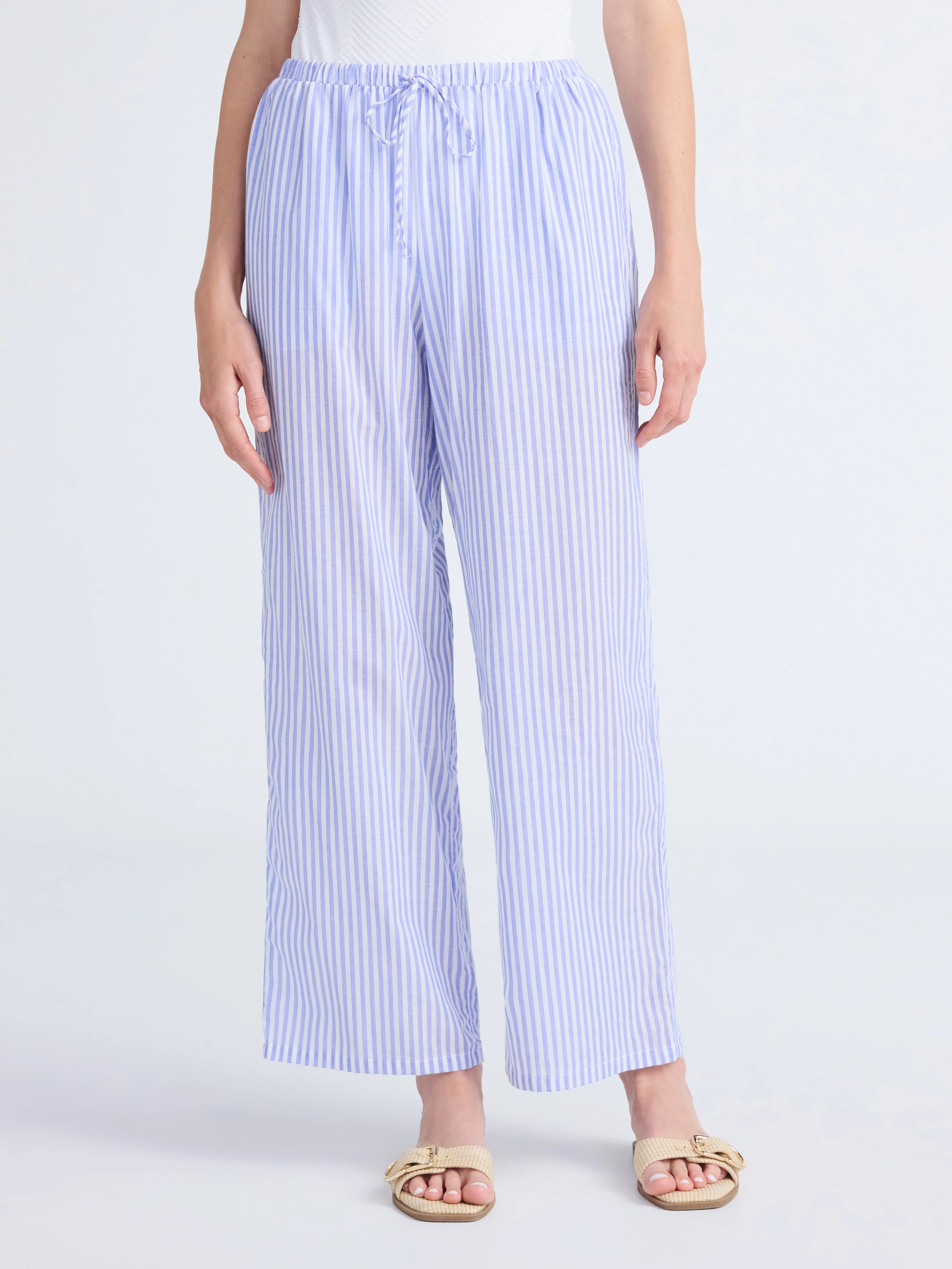 Free Assembly Women's Striped Cotton Coverup Pants, Sizes XXS-XXL | Walmart (US)