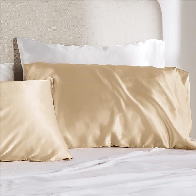 Bedsure Satin Pillowcase for Hair and Skin Queen - Taupe Silky Pillowcase 2 Pack 20x30 Inches - S... | Amazon (US)