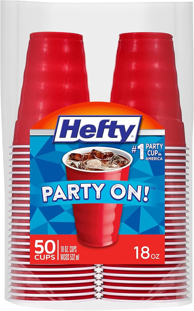 Hefty Party On Red Plastic Cups, Disposable Plastic Party Cups for Easy Cleanup and Large Gatheri... | Amazon (US)