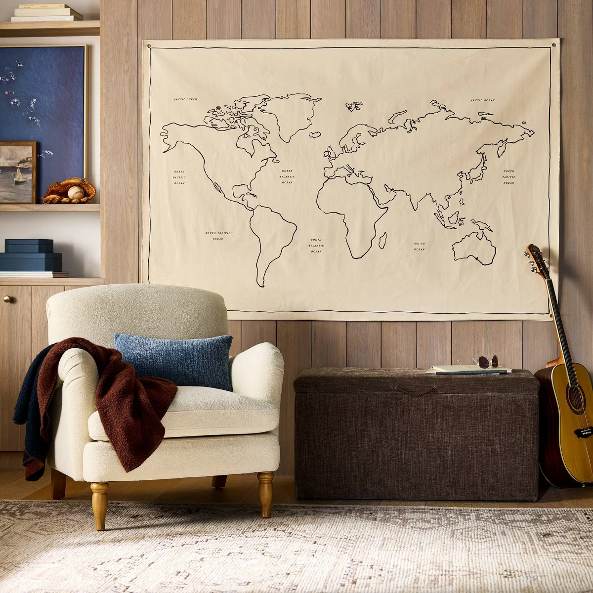 72"x48" World Map Linen Wall Tapestry - Threshold™ designed with Studio McGee | Target
