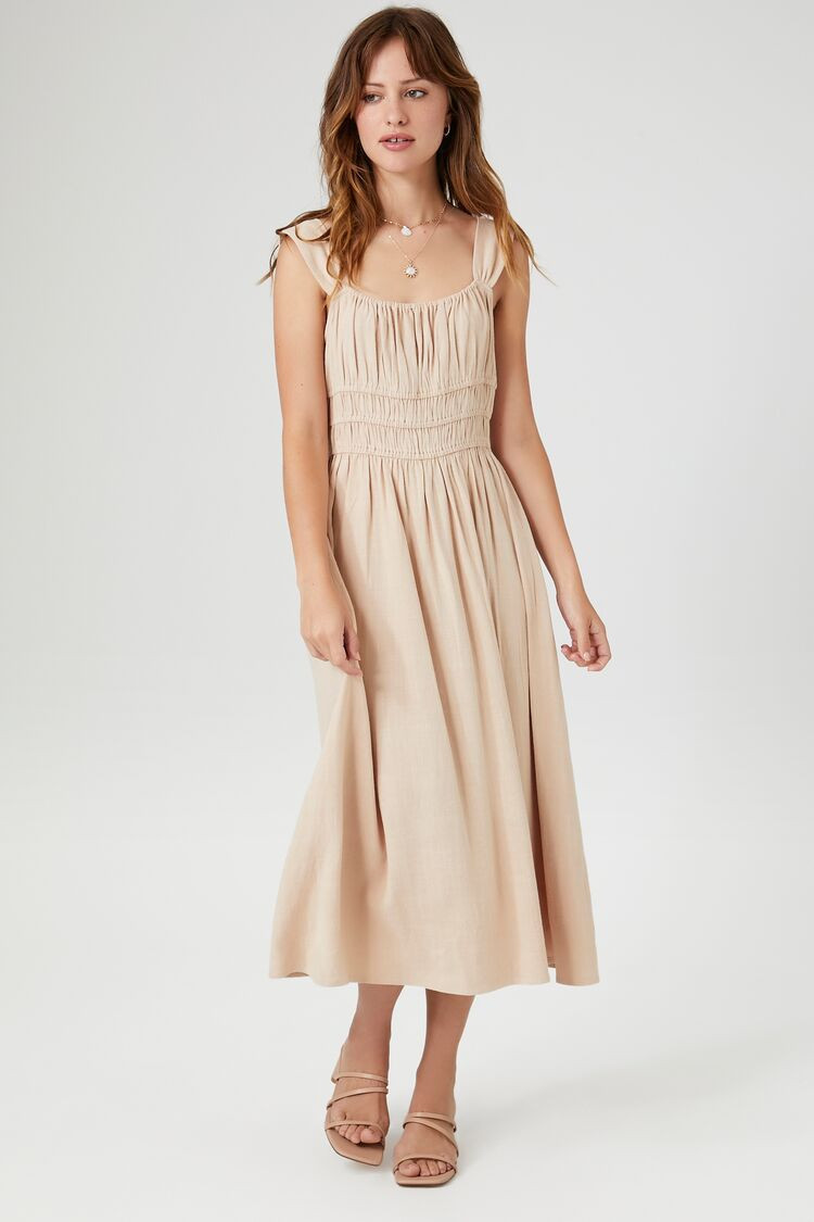 Shirred Square-Neck Midi Dress | Forever 21 (US)
