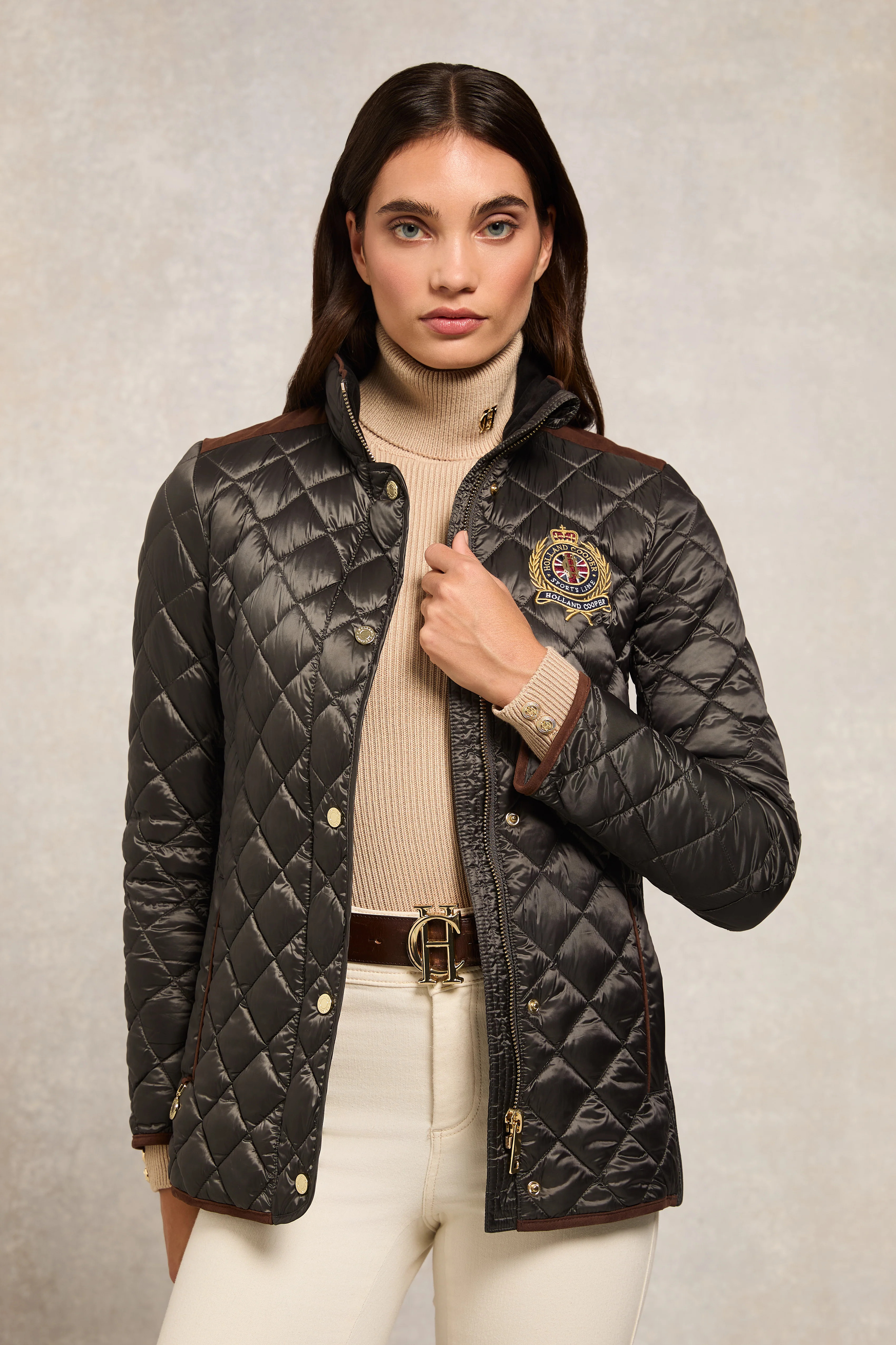 Diamond Quilt Classic Jacket (Khaki) | Holland Cooper