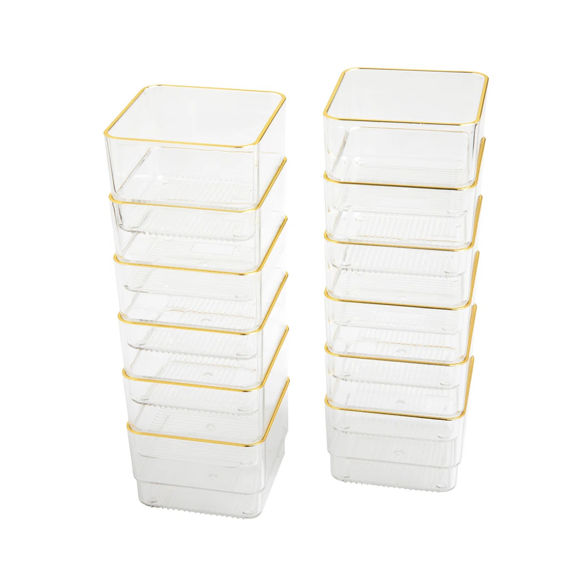 Thomas Martha Stewart Plastic Stackable Office Desk Drawer Organizers with Metallic Trim, 3" x 3"... | Wayfair North America