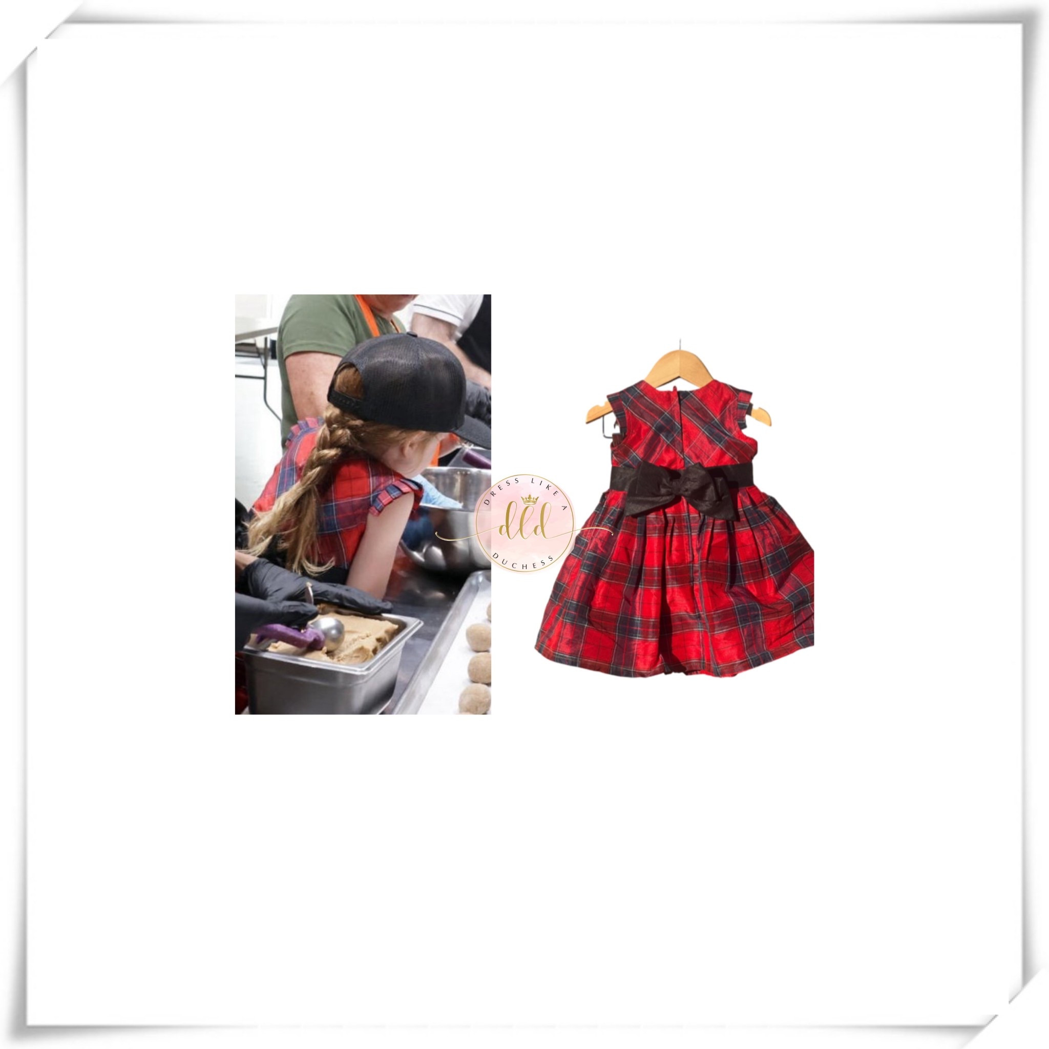 11/27/25 Princess Lilibet at Our Big Kitchen Los Angeles for Thanksgiving in Hope &amp; Henry taffeta party dress