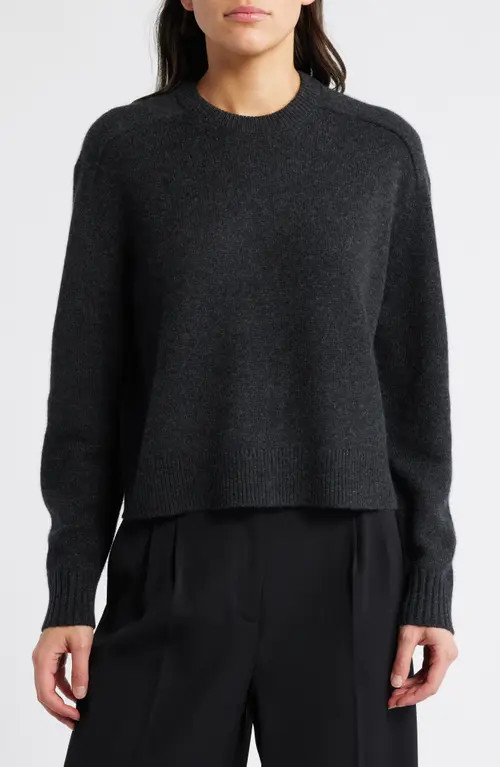 Theory Cashmere Crewneck Crop Sweater in Dkch at Nordstrom, Size Medium | Nordstrom
