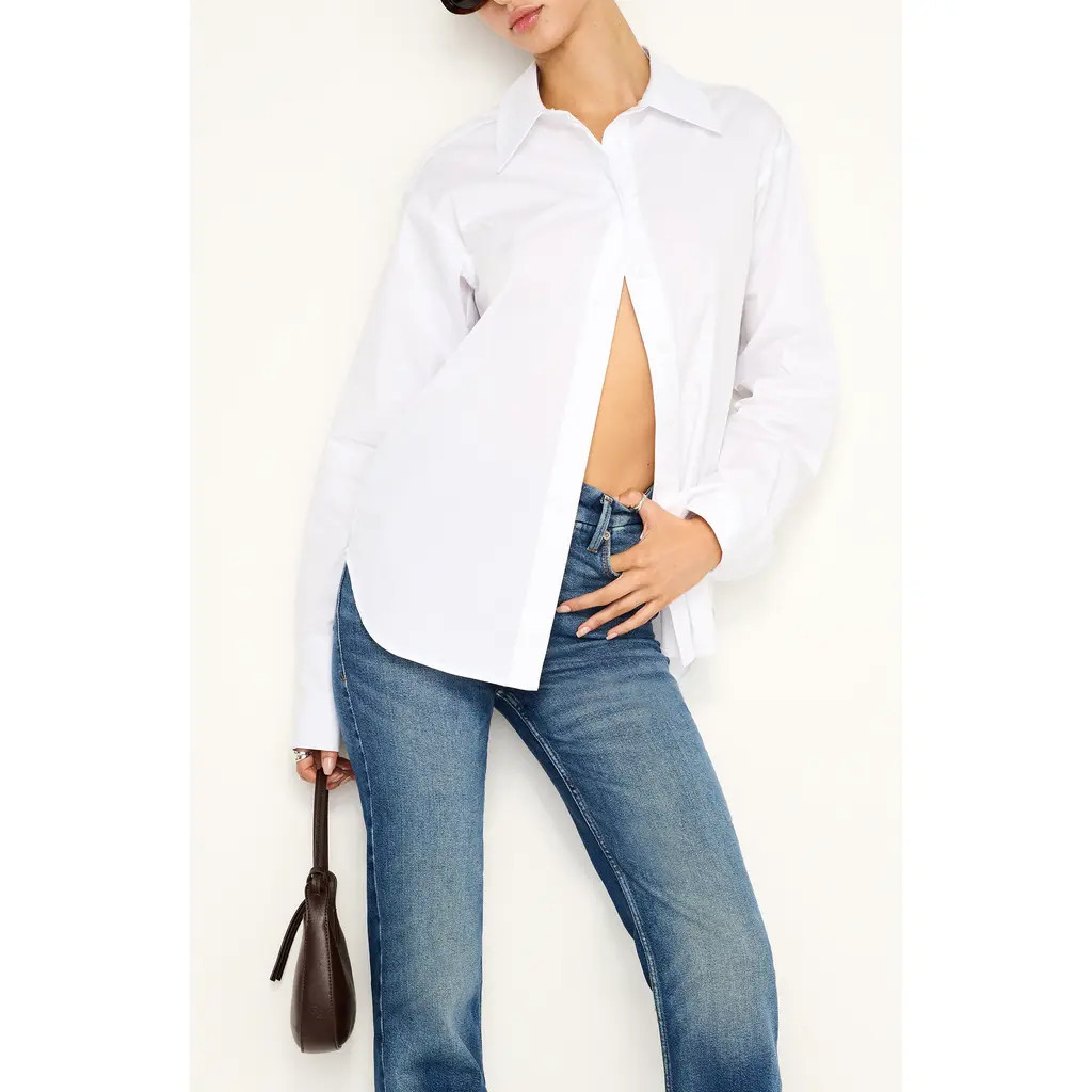 Good American Poplin Button-Up Shirt in White001 at Nordstrom Rack, Size Small | Nordstrom Rack