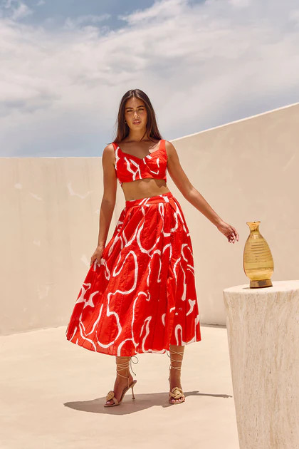 Dien Wrap Skirt - Evoke Red | Sabo Skirt US