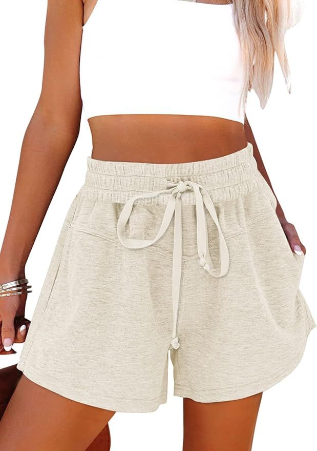 Acelitt Womens Summer Casual Comfy Soft Drawstring Elastic Waist Sweat Shorts,S-XXL | Amazon (US)