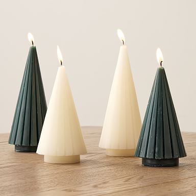 Modern Fluted Tree Candle, 1 Wick, Unscented, Ivory, Small | West Elm (US)