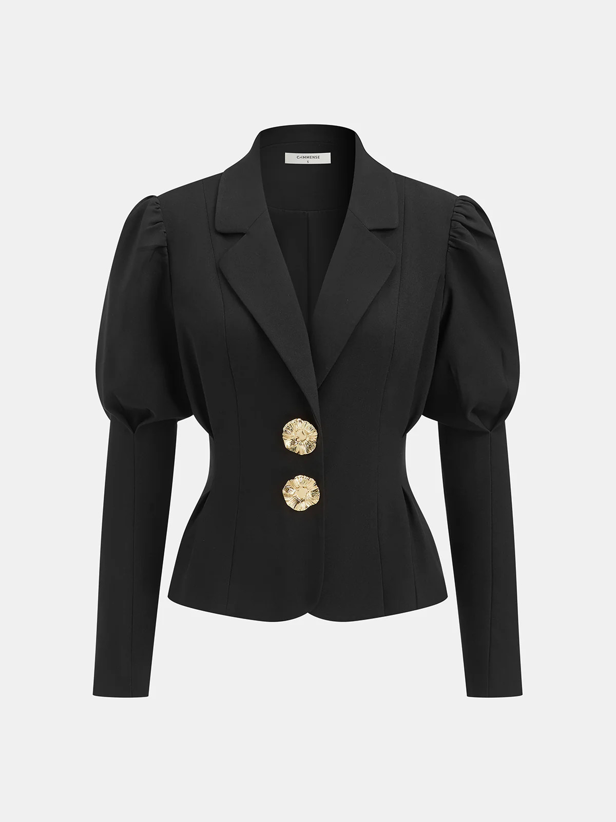 Metal Floral Detail Lantern Sleeve Blazer | Commense