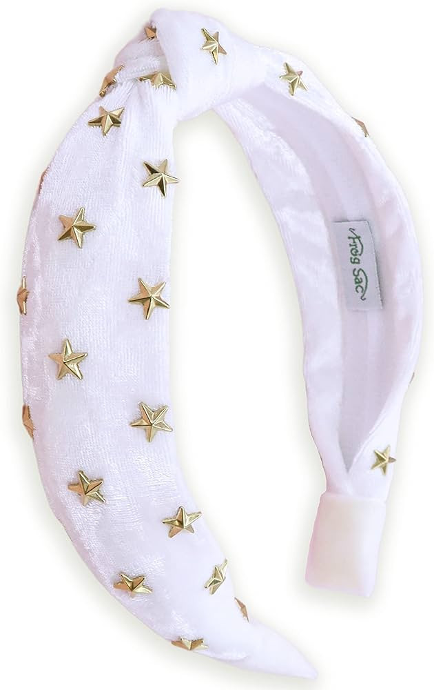 FROG SAC Star Studded Knot Headband for Girls, White Knotted Headbands for Kids, Cute Stud Hair B... | Amazon (US)