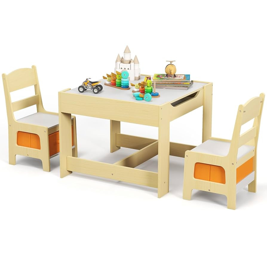 Costzon Kids Table and Chair Set, 3 in 1 Wooden Activity Table with Storage Drawer, Detachable Ta... | Amazon (US)
