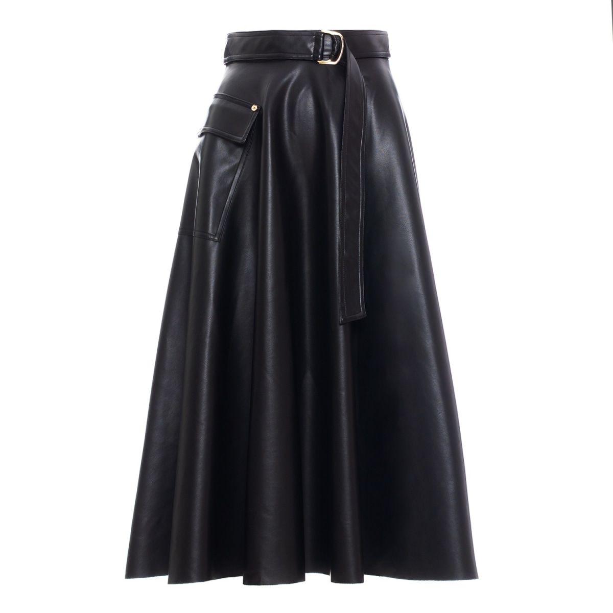 Faux Leather Midi Skirt | Wolf & Badger (US)