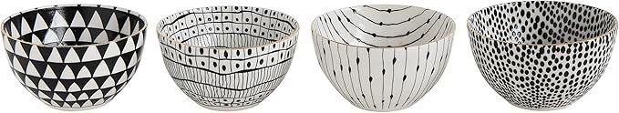 Creative Co-Op White & Black Varying (Set of 4 Designs) Bowls, L x W x H, Multi | Amazon (US)