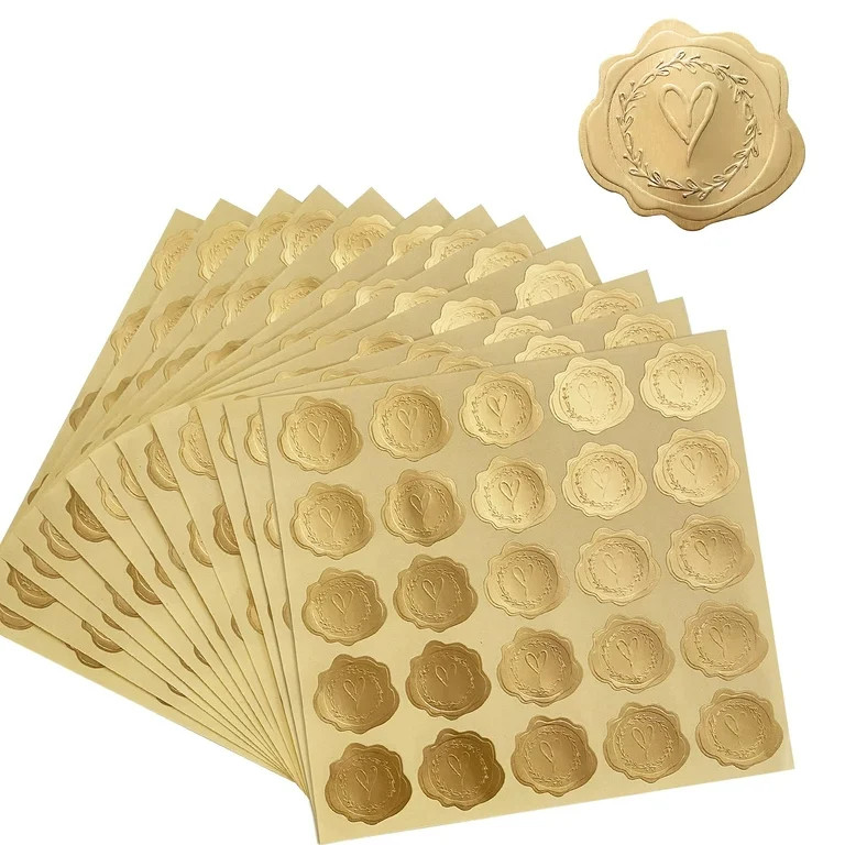 TETOU 300pcs Gold Embossed Envelope Seal Heart Pattern Stickers for Wedding Invitations Greeting ... | Walmart (US)