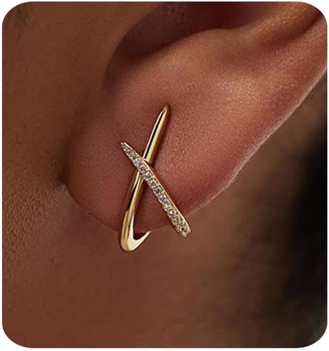 Gold Earrings for Women Trendy,14K Gold Stud Earrings Dainty Earrings Simple Minimalist Cubic Zir... | Amazon (US)