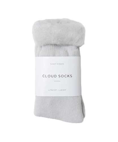 Sweet Dreams Plush Cloud Socks - Super Soft, Warm & Cozy Lounging, Cold Weather, Sleep Socks for Women & Men - Dove Grey Fur, 1 Pair | Amazon (US)