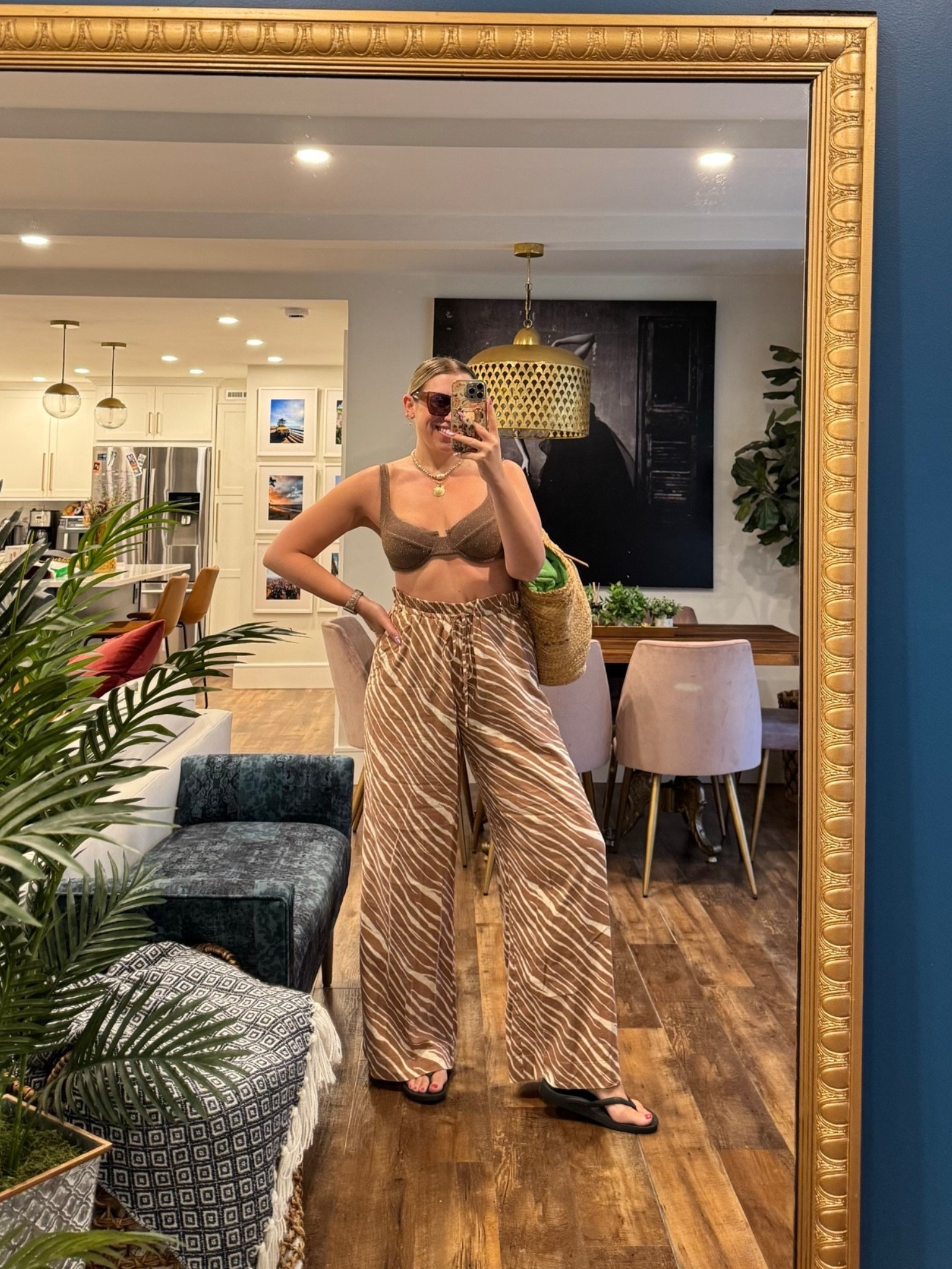 For all my neutral loving girls! Brown vetchy swimsuit with gold sparkle. Wearing a large top, xl bottom. 

#LTKSeasonal #LTKMidsize #LTKSwim