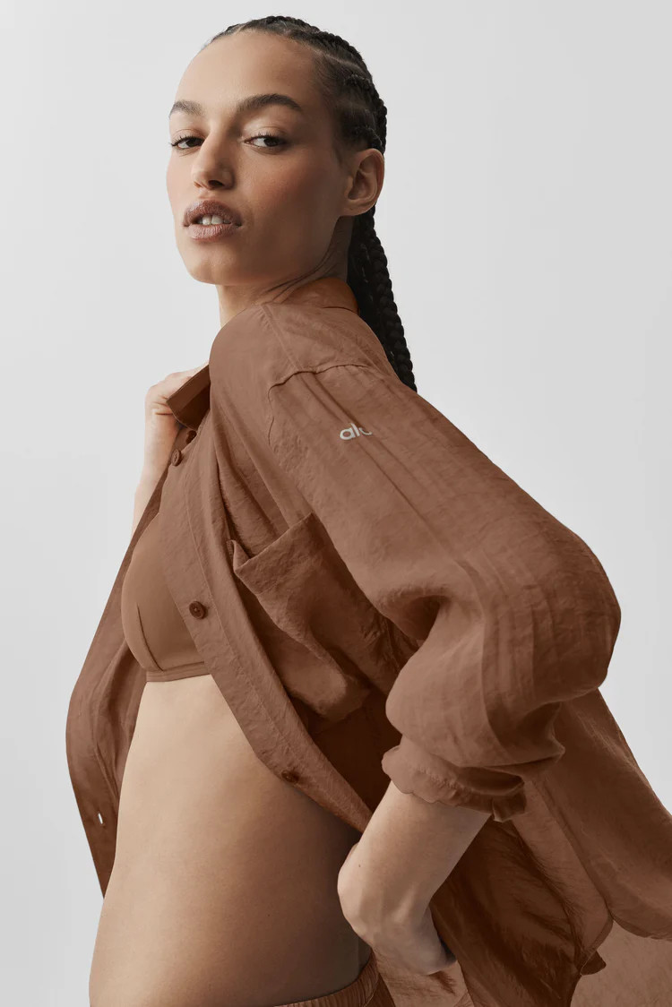 Semi-Sheer Golden Hour Button Down Long Sleeve | Alo Yoga (US)