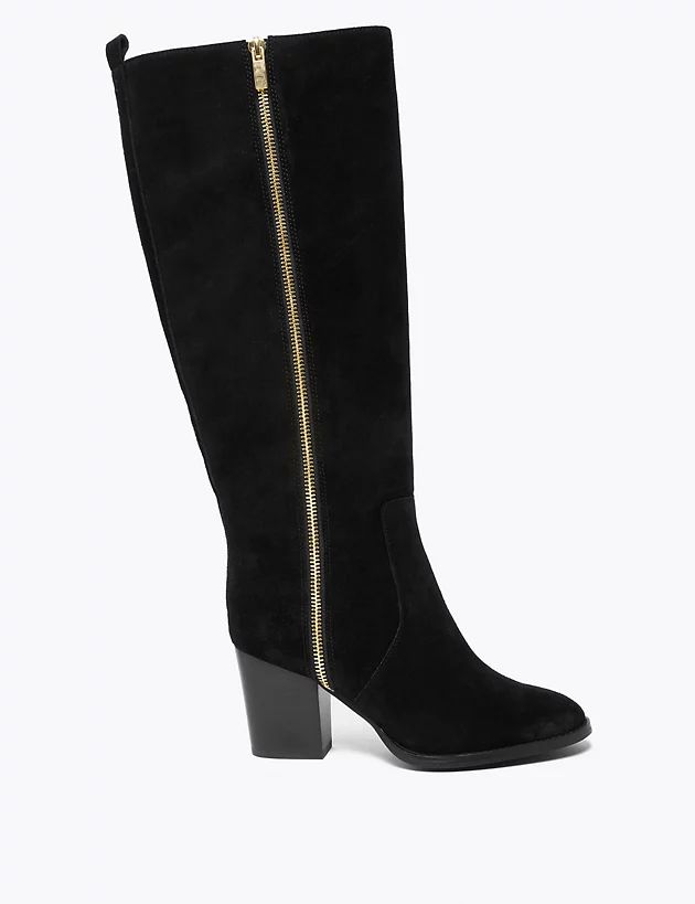 Suede Zip Detail Knee High Boots | Marks & Spencer (UK)