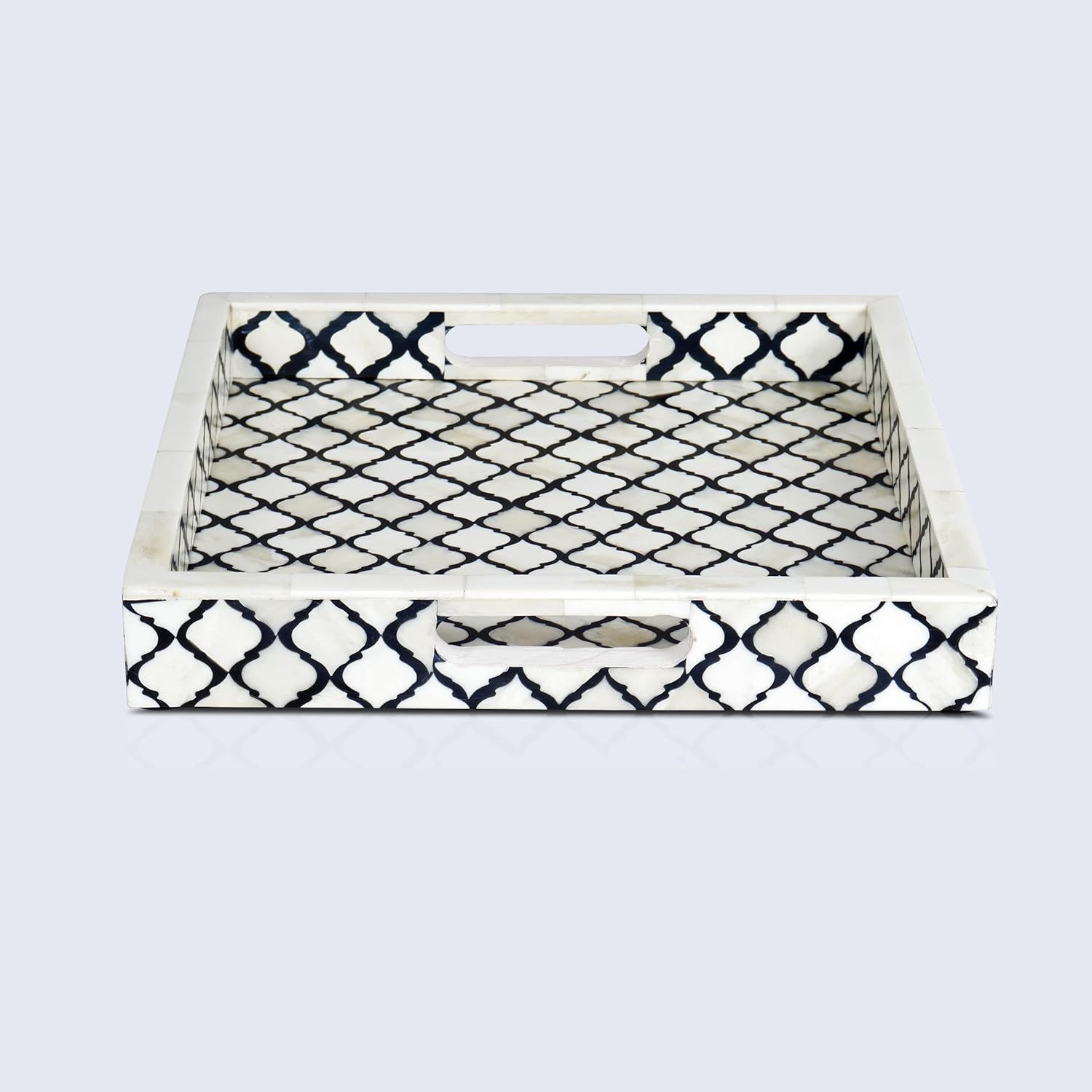 Handicrafts Home Moroccan Pattern Inspired Decorative Trays 12x12 - Chic Black & White Centerpiec... | Amazon (US)