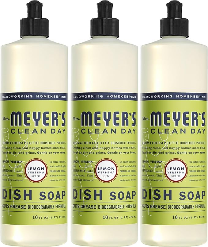 MRS. MEYER'S CLEAN DAY Liquid Dish Soap, Biodegradable Formula, Lemon Verbena, 16 fl. oz - Pack o... | Amazon (US)