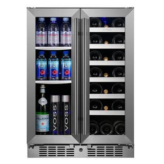 Signature 24 in. 64-Can and 20-Bottle French Door Stainless Steel Dual Zone Built-In Beverage and... | The Home Depot