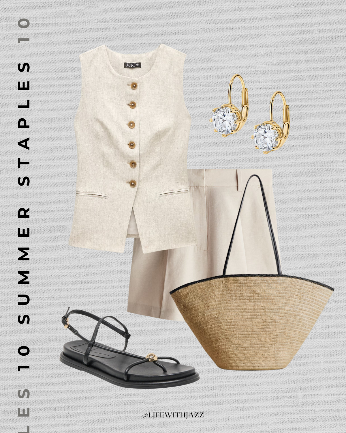 elevated summer outfit 

linen vest / linen tailored shorts / matching linen set / strappy sandals / sezane straw tote bag / elevated style

#LTKootd