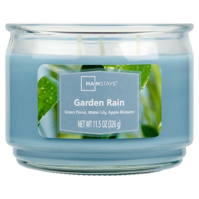 Mainstays Garden Rain Scented 3-Wick Glass Jar Candle, 11.5 oz | Walmart (US)