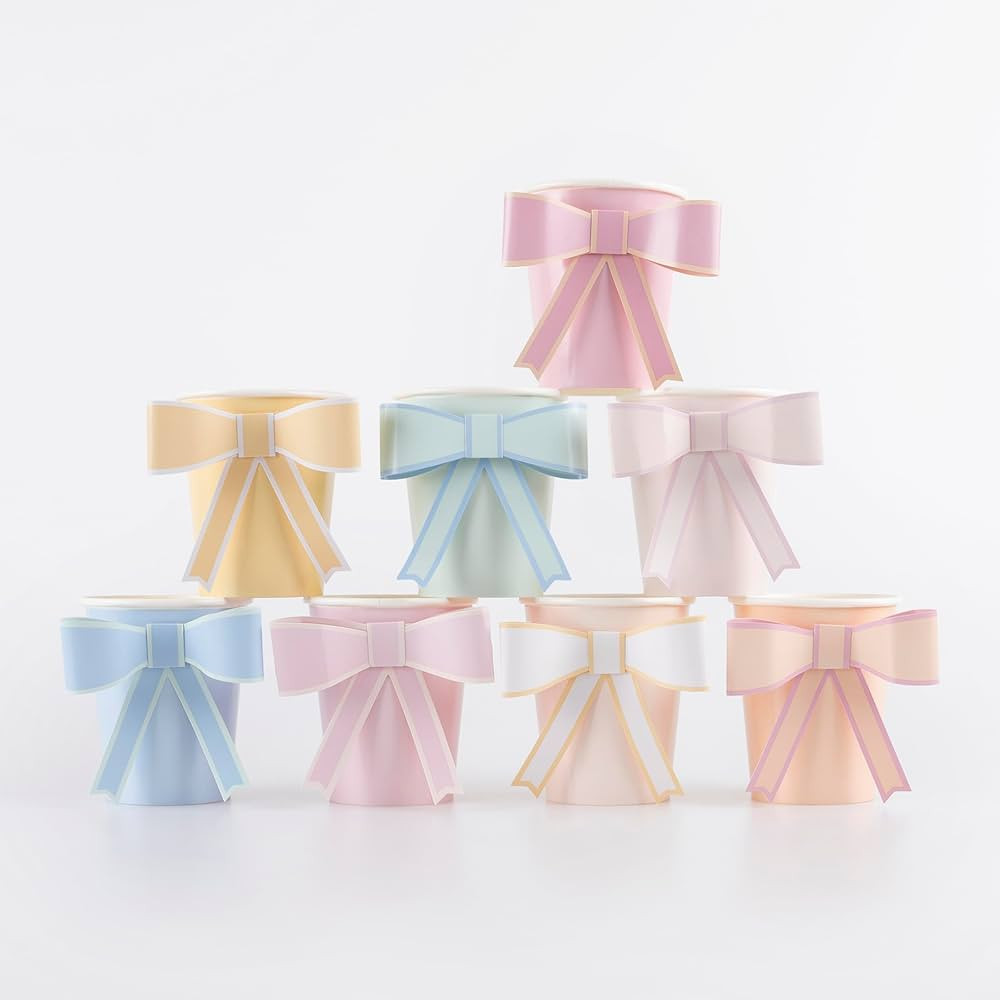Meri Meri Pastel Bow Paper Cups (Pack of 8), Valentine's Day Party Cups, Disposable Cups, Kids an... | Amazon (US)