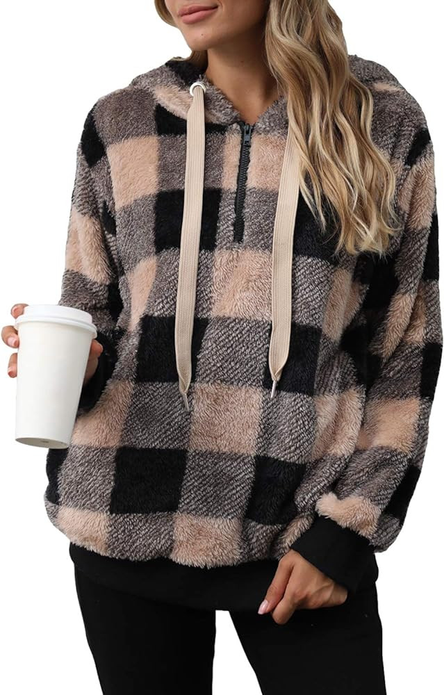 ReachMe Womens Oversized Sherpa Pullover Hoodie with Pockets Fuzzy Fleece Sweatshirt Tie Dye Fluf... | Amazon (US)