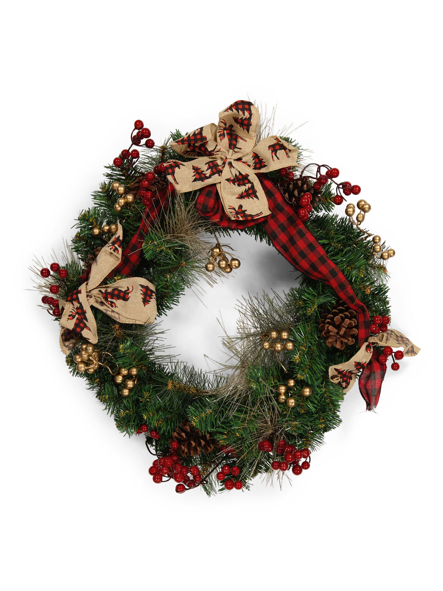 24in Bows And Berries Wreath | Plants & Planters | Marshalls | Marshalls
